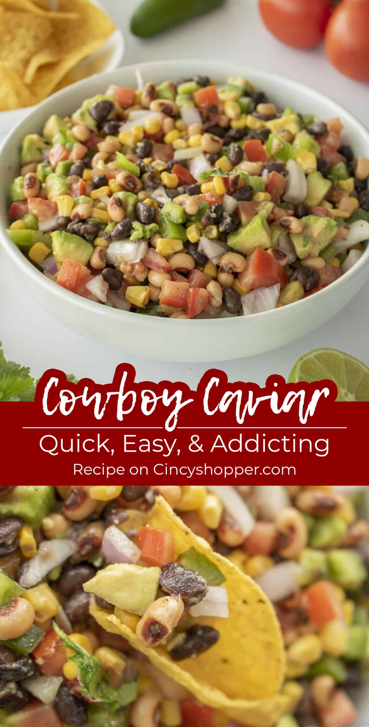 Long pin Text on image Cowboy Caviar Quick, Easy & addicting