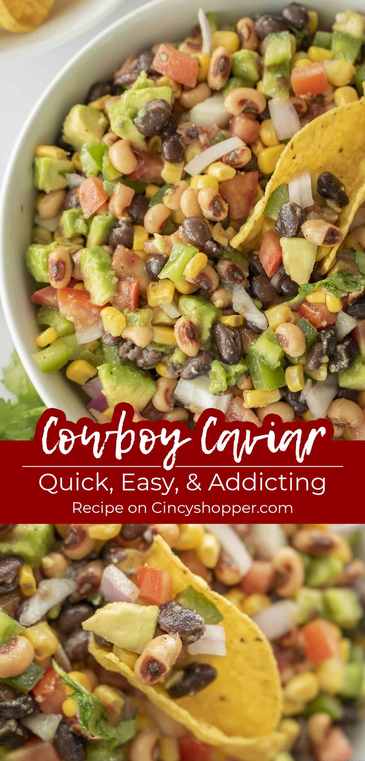 Long pin Text on image Cowboy Caviar Quick, Easy & addicting