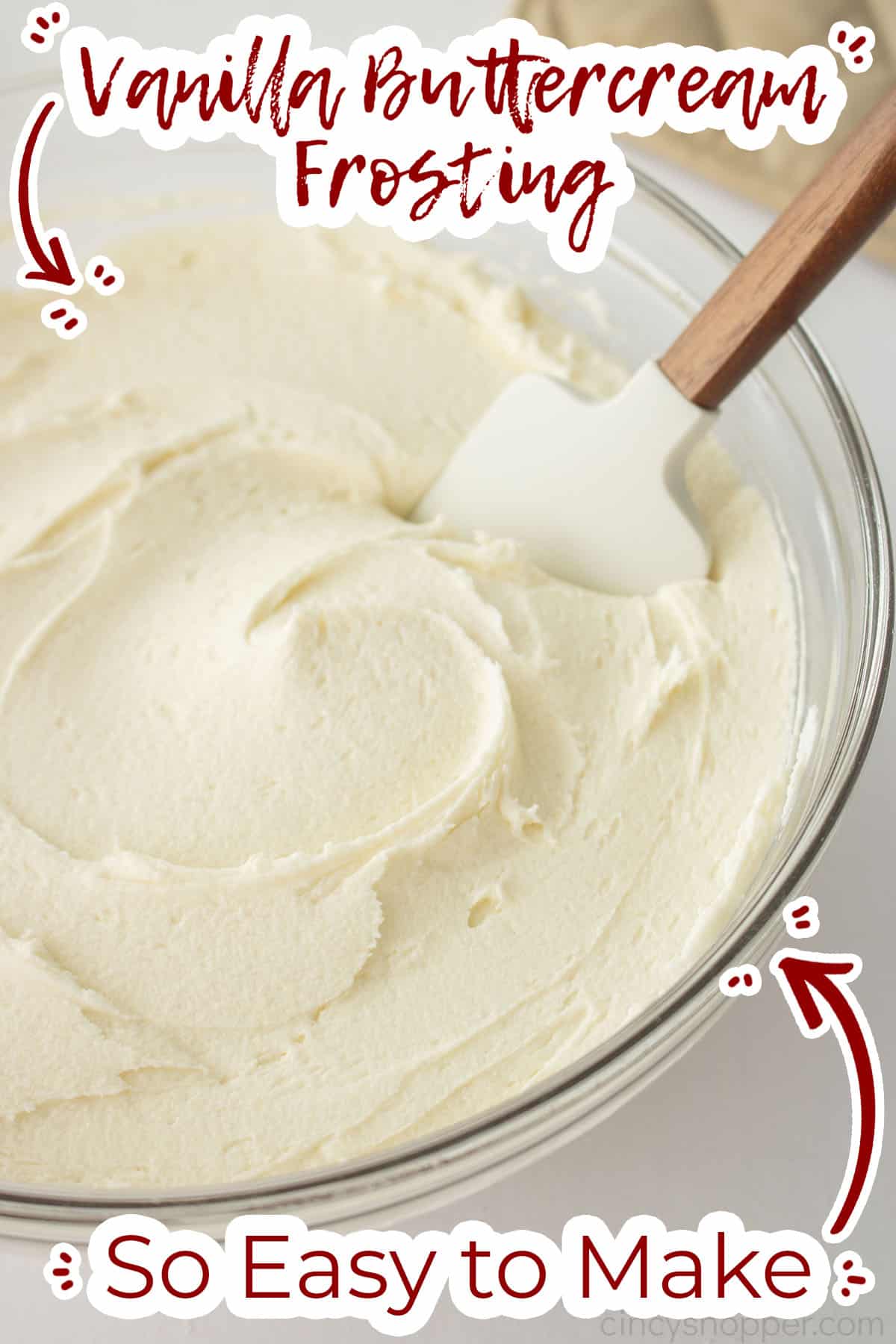 Text on image Vanilla Buttercream Frosting So Easy to Make.