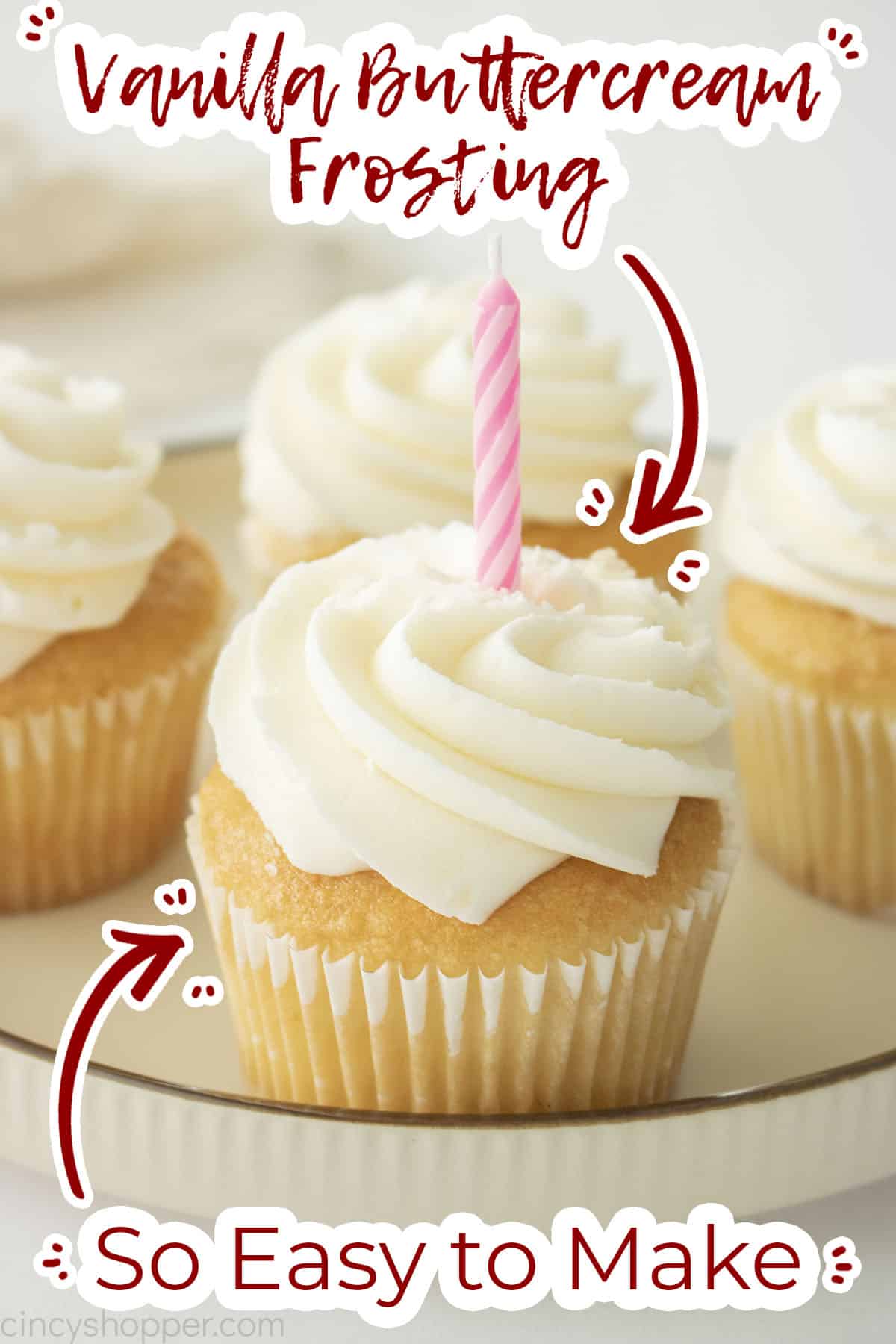 Text on image Vanilla Buttercream Frosting So Easy to Make.