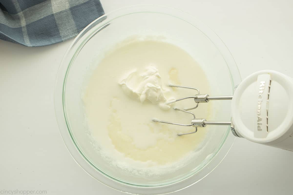 Sour cream and milk added to butter mixture.