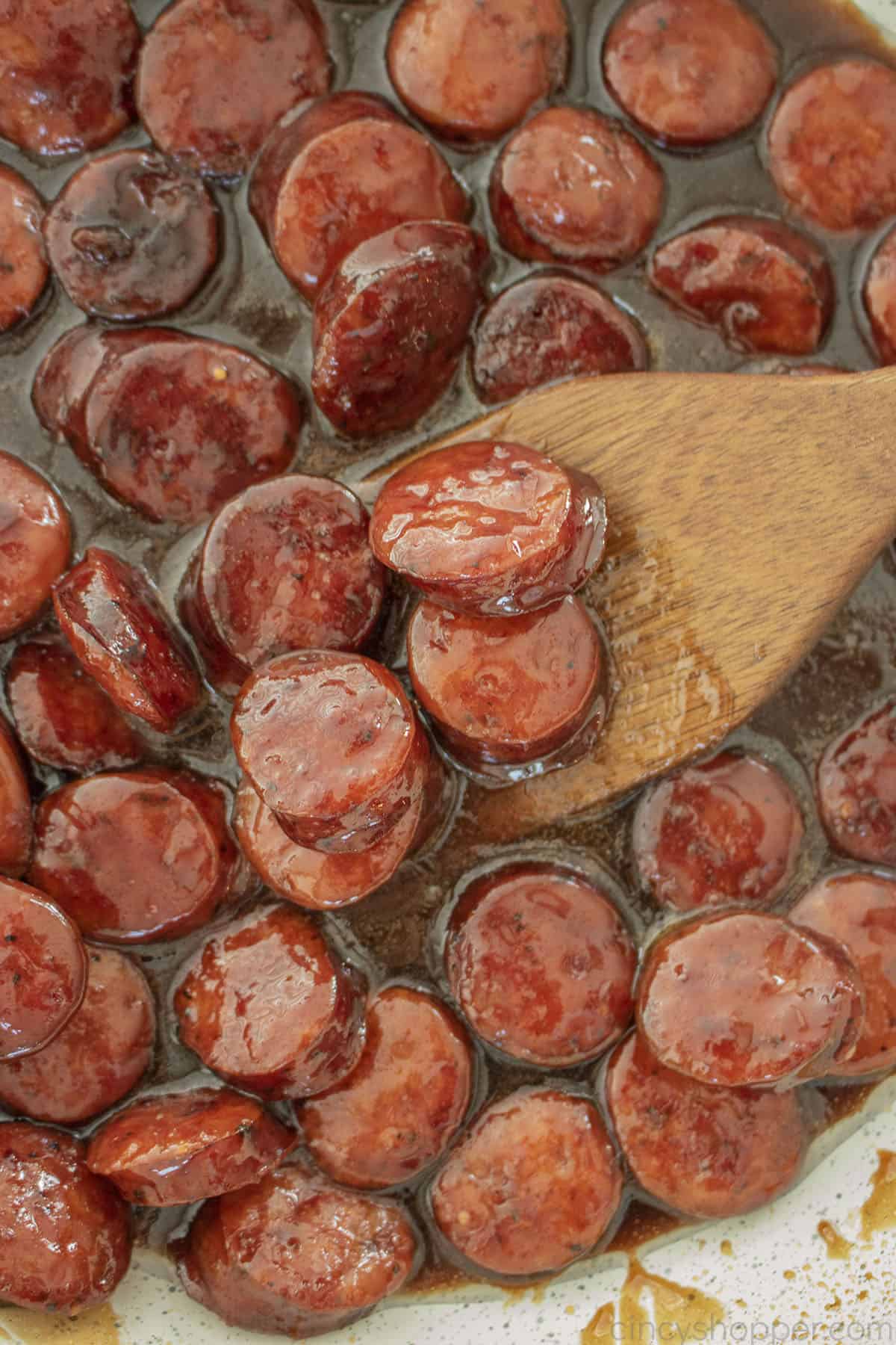 3 Ingredient Kielbasa Bites closeup.