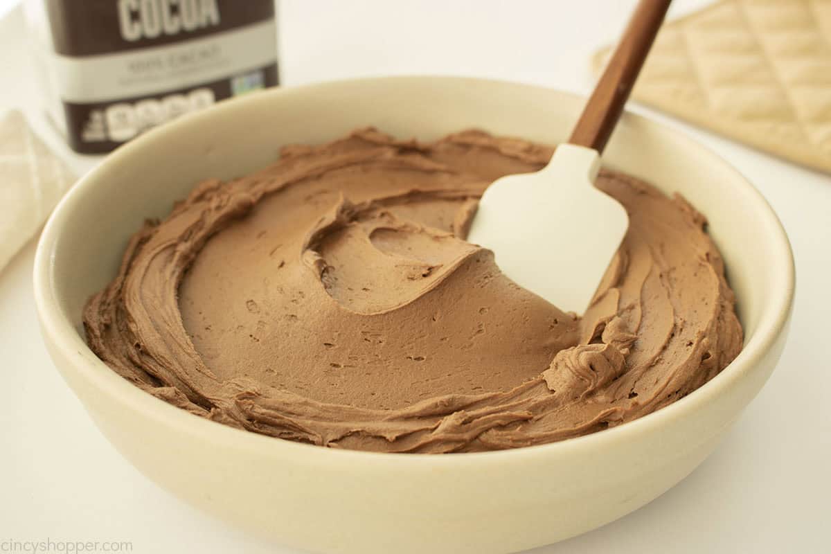 Bowl of chocolate frosting