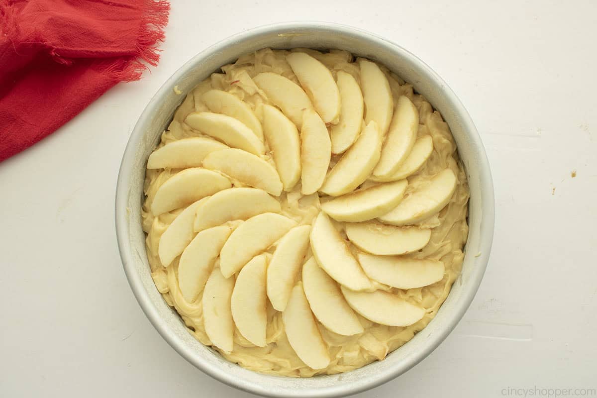 Apple slices added to the top of French Apple Cake