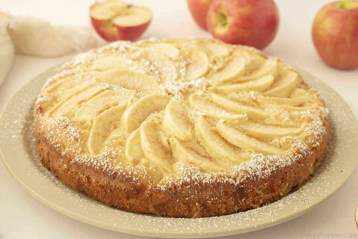 Baked French Apple Cake on a plate.
