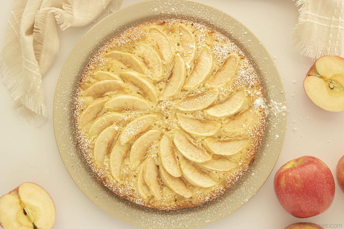 overhead of apple cake